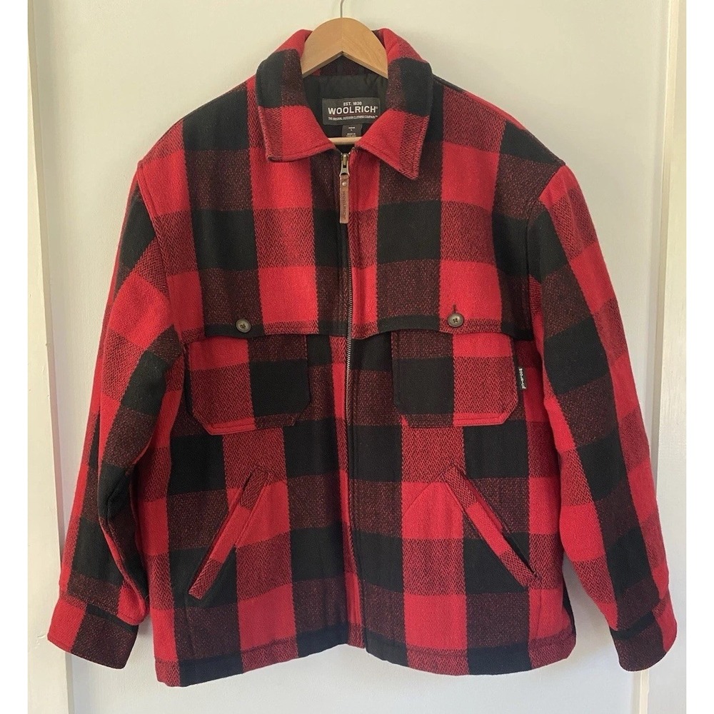 Woolrich Jacket Men's Size L 505 MACKINAW Buffalo Plaid Heavy Wool Hunting Coat